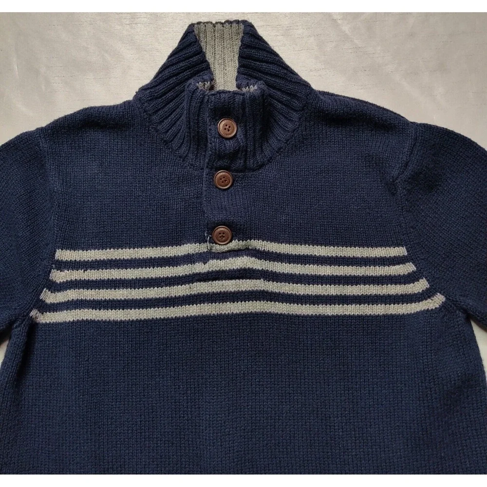 AEROPOSTALE Men Medium Blue Henley Mock Neck Cotton Acrylic Blend Sweater‎
